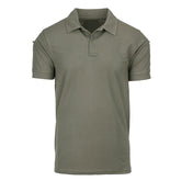 Olive green tactical Quick Dry polo shirt for men, ideal for boxing and fitness, featuring pen pockets and Velcro, polyester blend.